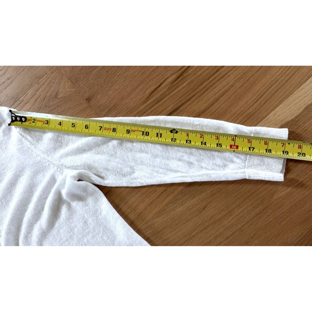 NANETTE LEPORE 100% Linen White Cardigan Open Front M Pointelle Dainty Coquette - Picture 13 of 13